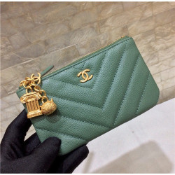 CHANEL 샤넬 캐비어 금장 동전지갑 AS1010-2