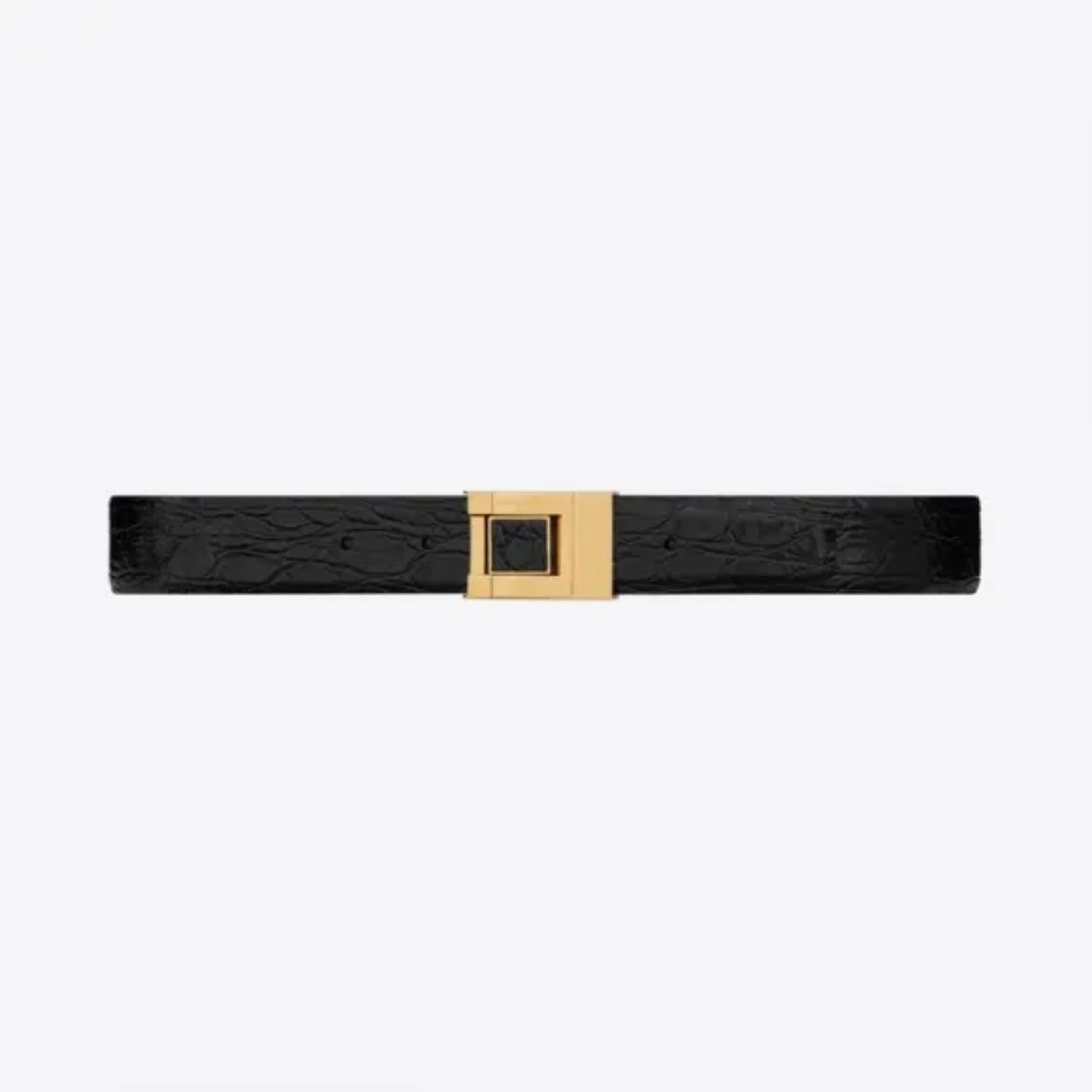 SAINT LAURENT 생로랑 악어 엠보 가죽 버클 협벨트 658518 (30mm) 2COLOR