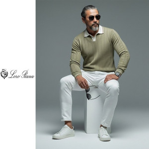 LOROPIANA 로로피아나 배색 카라 라인니트 2COLOR