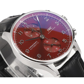 IWC 아이더블유씨 포르투기저 크로노그래프 버건디 다이얼 레더 스트랩 40mm IW371616