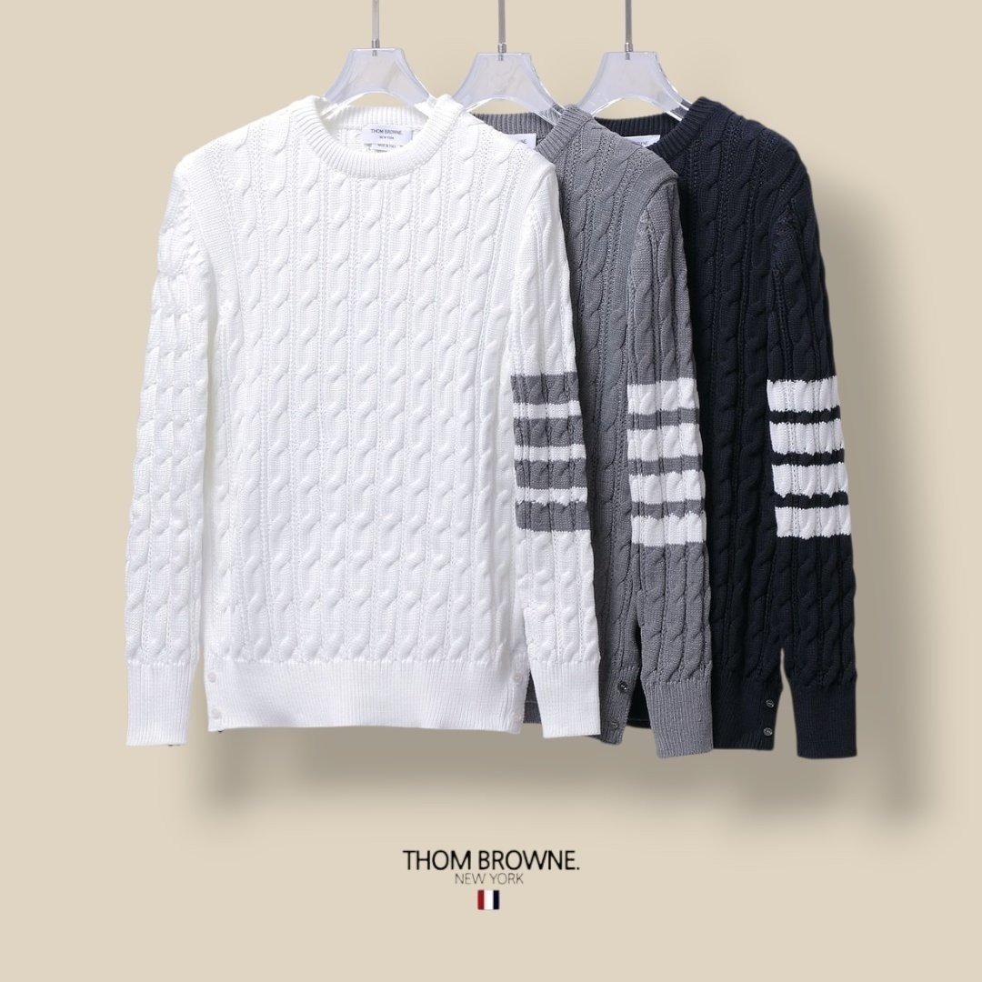THOM BROWNE 톰브라운 케이블 라운드 니트