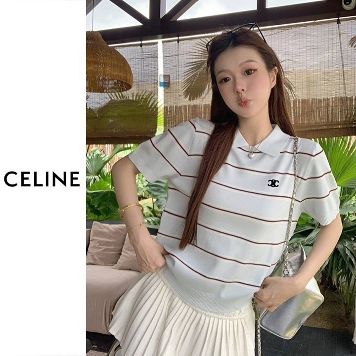 ●4월 판매 2위● CELINE 셀린느 카라 스트라이프 니트 3COLOR