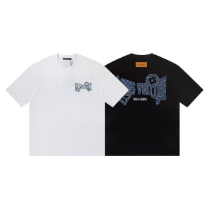 LOUIS VUITTON 루이비통 6375 데님 엠브로이더드 로고 반팔
